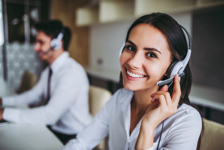 call center worker at work